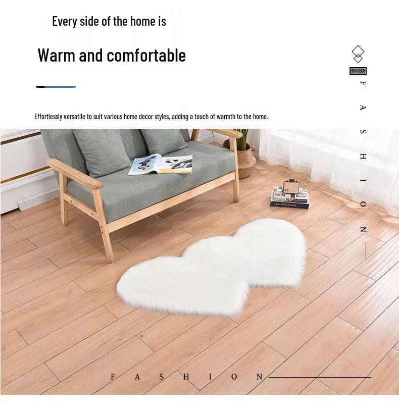 Cozy Imitation Wool Bedside Rug – Long-Pile Bedroom or Living Room Blanket Mat