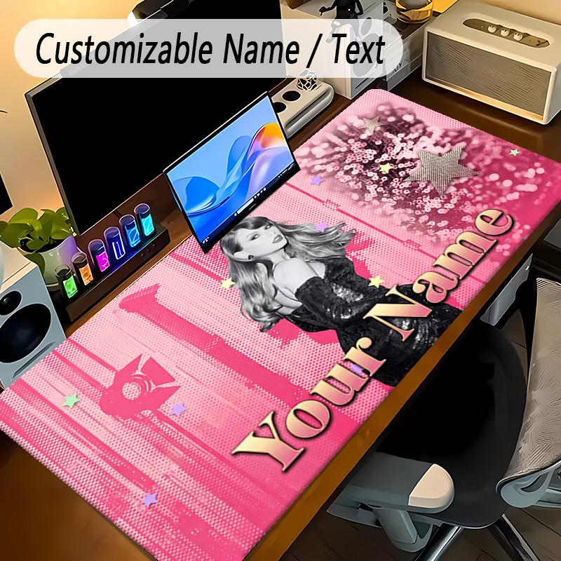 Großes Mauspadd Taylor Swift Benutzerdefinierter Name Text Personalisierte Schreibtischunterlage Rutschfestes Gaming-Pad
