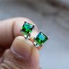 New Shiny Red Square Cubic Zirconia Stud Earrings for Women Fashion copper Color Geometry Brides Wedding Jewelry Party Gift