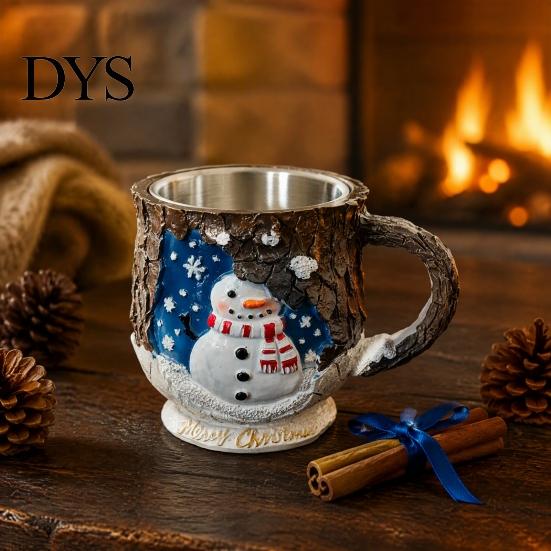 Dishwasher Safe Cup Christmas Themed Coffee Mug, 3D Santa Claus/Snowhouse/Reindeer/Socks/Christmas Tree/Snowman Design, Durable Heat Retaining