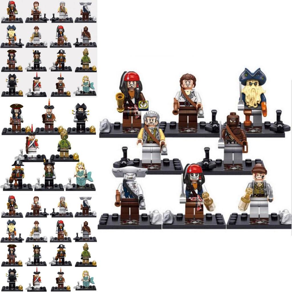 Caribbean Pirates Building Blocks Set 8pcs Minifigures With Mermaids Educational Toy