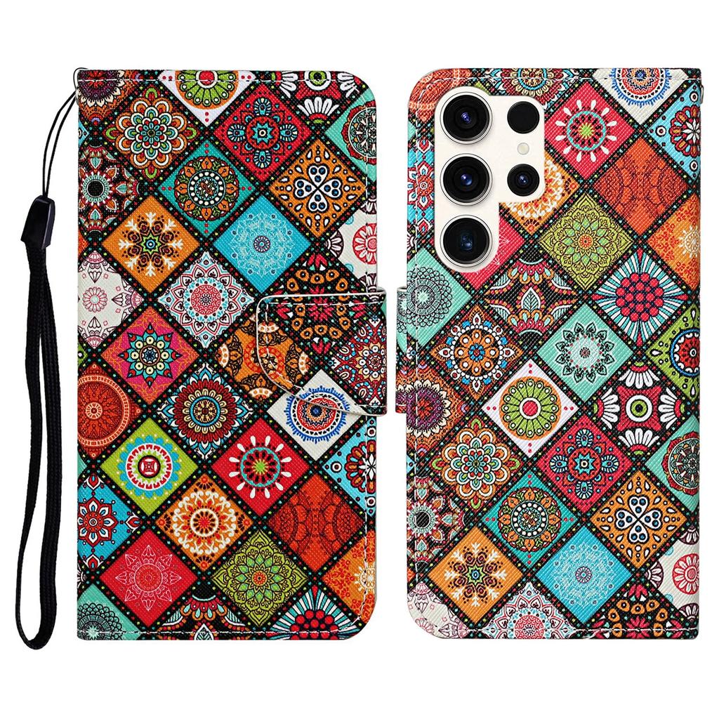 For Samsung Galaxy S25 Ultra Case Pattern Printing Protective Leather Folio Phone Cover