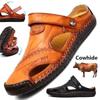 Men's Fashion Casual Shoes Genuine Leather Sandals Outdoor Hiking Shoes Beach Sandals Wading Shoes Plus Size