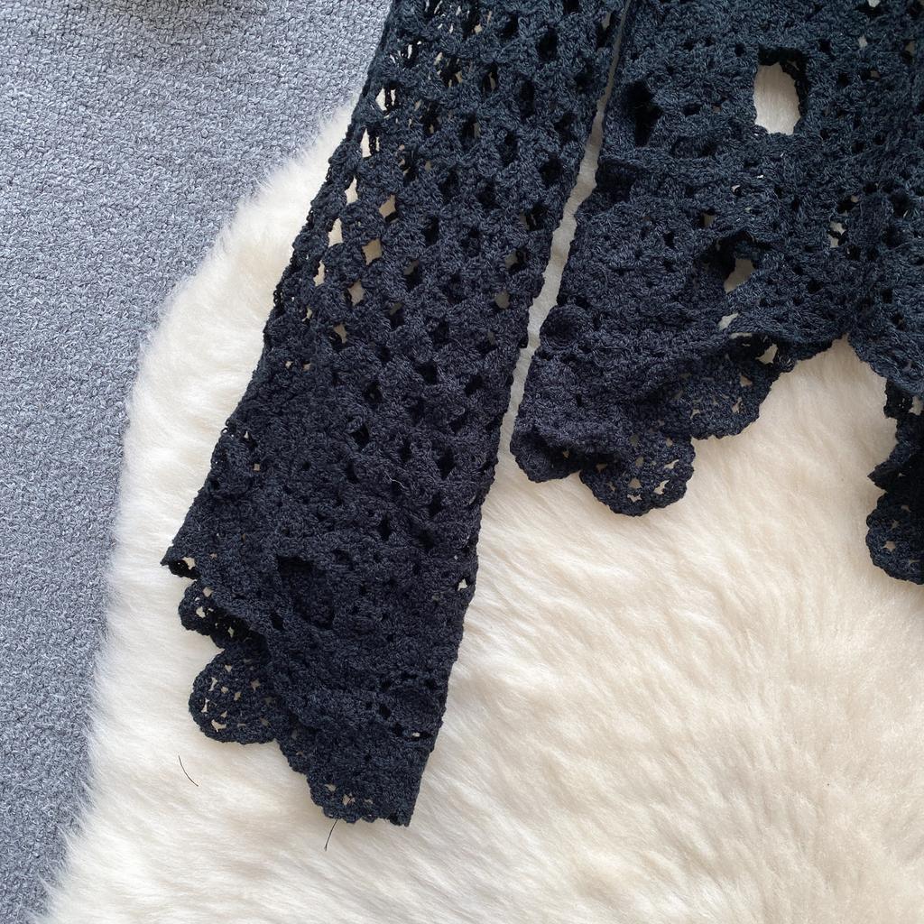 Summer Elegant Hollow Out Holiday Blouse Women O Neck Long SLeeves Embroidery Shirt Floral Solid Plaid Sheer Sexy Tops Beach Party