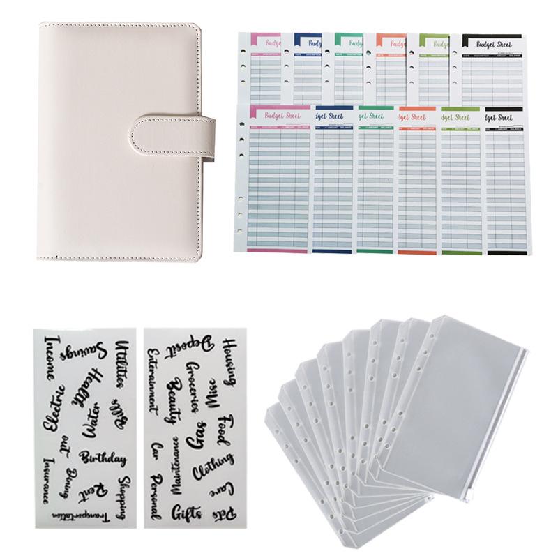 A6 Budget Binders Planner 6 Hole 8 Zipper Envelopes 2 Stickers In One NoteBook Wallet For Save Money Organizer Cash System