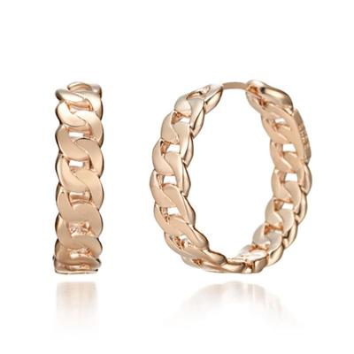 ELLE Jewelry Bold Chain 14K One-Touch Ring Earrings (Gold Pin) ELGPEE231