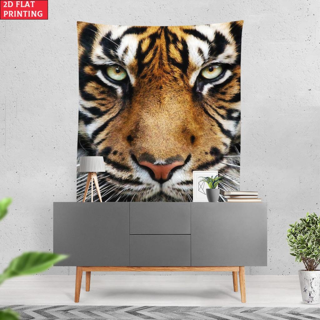 2D Flat Printing1Pc Tiger Face Wall Tapestry Wildlife Animal Art Home Decor