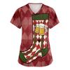 Women's V Neck Short Sleeve Work Shirt with Pockets Oktoberfest Print Nursing Scrub Top Comfortable Fit Lightweight Fabric