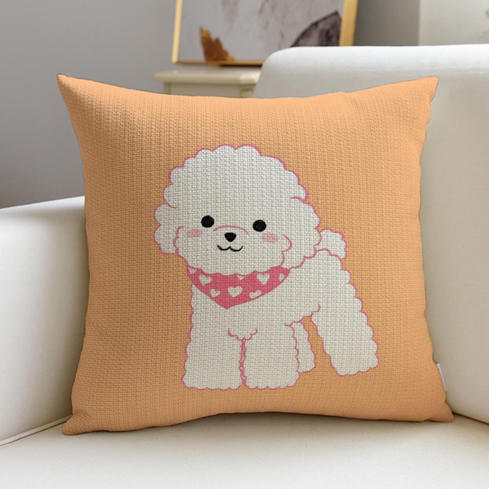Flauschiges Bichon Frisé Muster Kissenbezüge Stück Leinen Dekokissenbezüge x x Moderne Wohnkultur