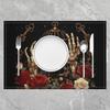 Gothic Table Mats Placemat 12"x18" Sugar Skull Placemats Set of 4 Floral Rose Placemats for Dining Table Indoor