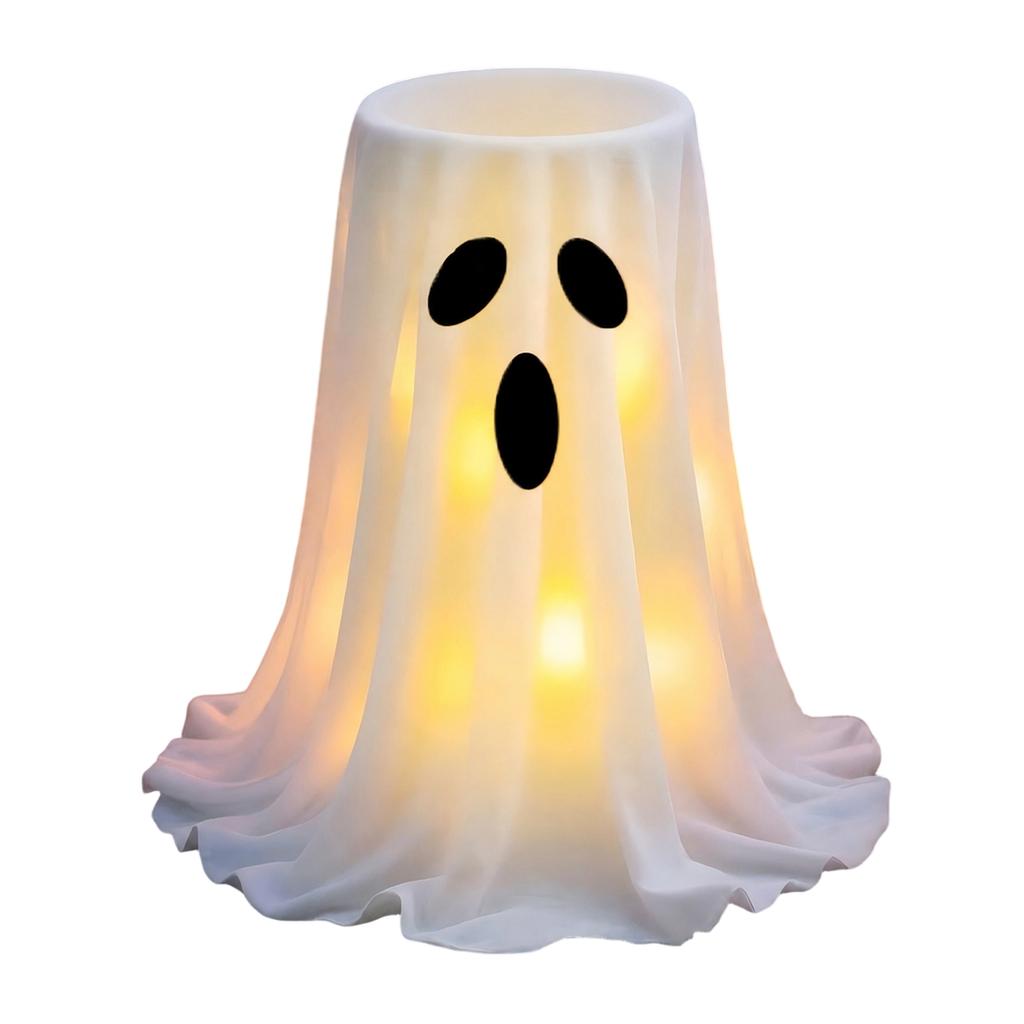 Expandable Halloween Ghost Candy Holder Storage Stand Outdoor Porch Front Door Yard Decoration Prop with LED Light Effect