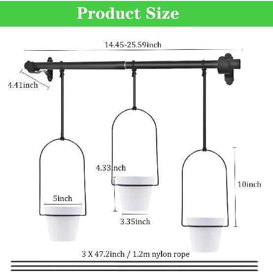 DOUBFIVSY Hanging Planters for Indoor Plants Plant Hanger, Adjustable Hanging Window Planter Hanging Wall Planter for Garden, 25in Plant Shelves