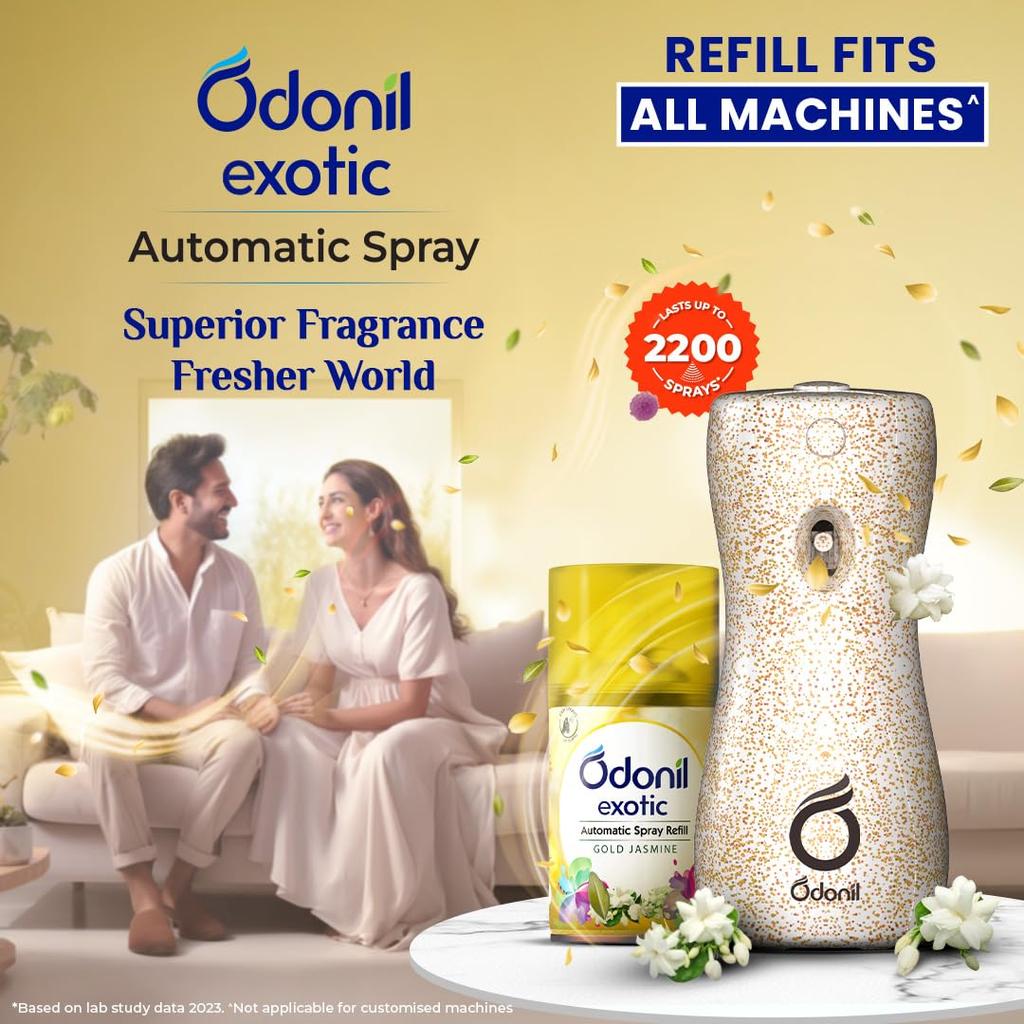 Dabur Odonil Automatic Air Freshener Spray Refill 225Ml Gold Jasmine Long Lasting Fragrance For Home Office Washroom
