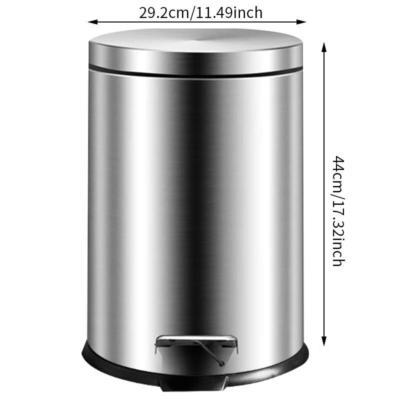 

Мусорное ведро из нержавеющей стали с откидной крышкой: Бесшумное, с плавным закрыванием, мусорное ведро с педалью для ванной комнаты или кухни.