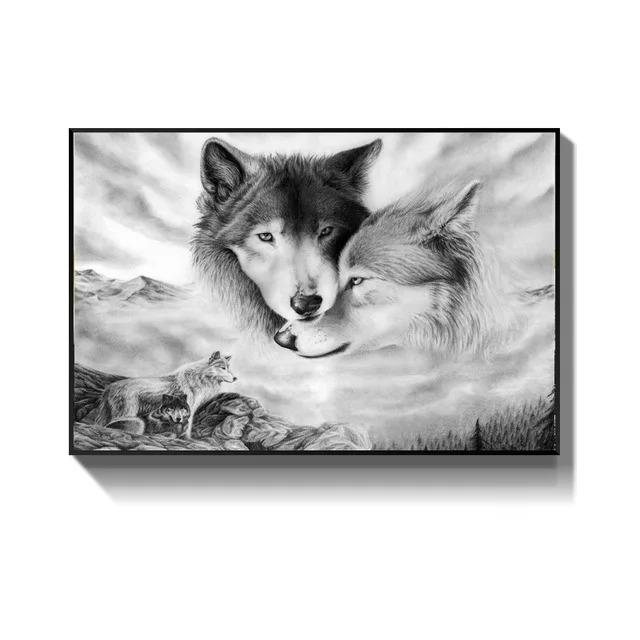 Wolf Paintings on Canvas Painting Animal Print Hanging Pictures for Home Living Room Bedroom Wall Decor Poster and Print