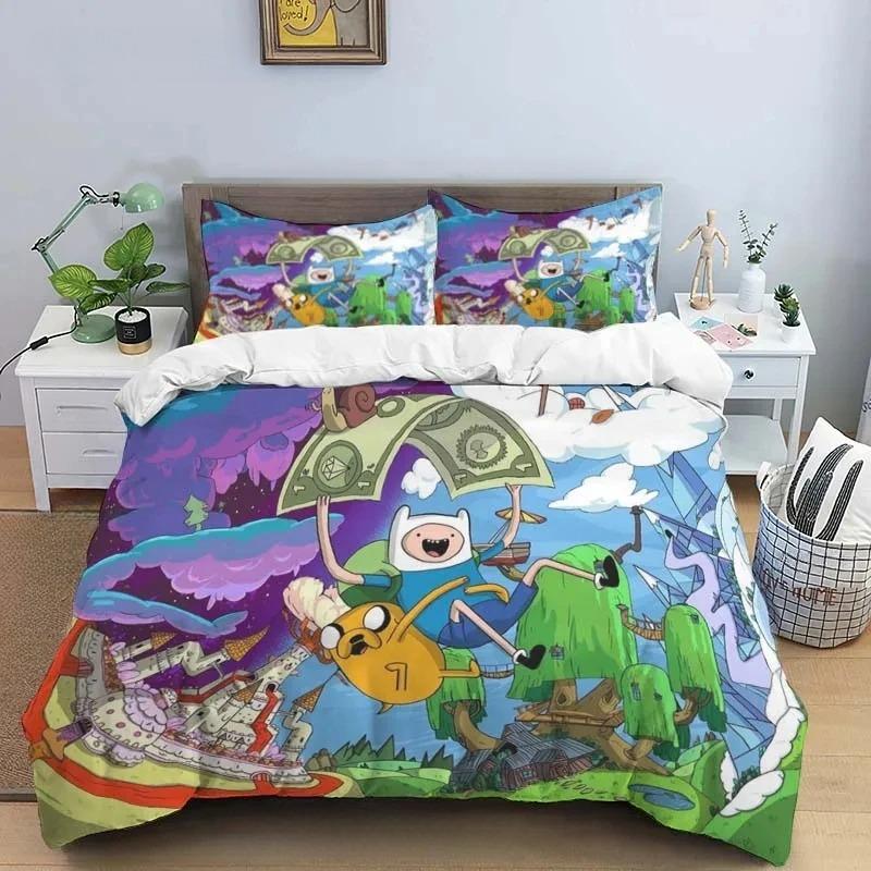 Premium Cartoon Adventure Time Finn And Jake Duvet Cover Comforter Bed Single Twin Full Queen Size 3D Youth Girl Boys Gift