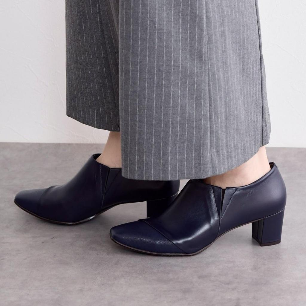 Himiko Square Toe Side Gore Pumps / 643302 Navy 230