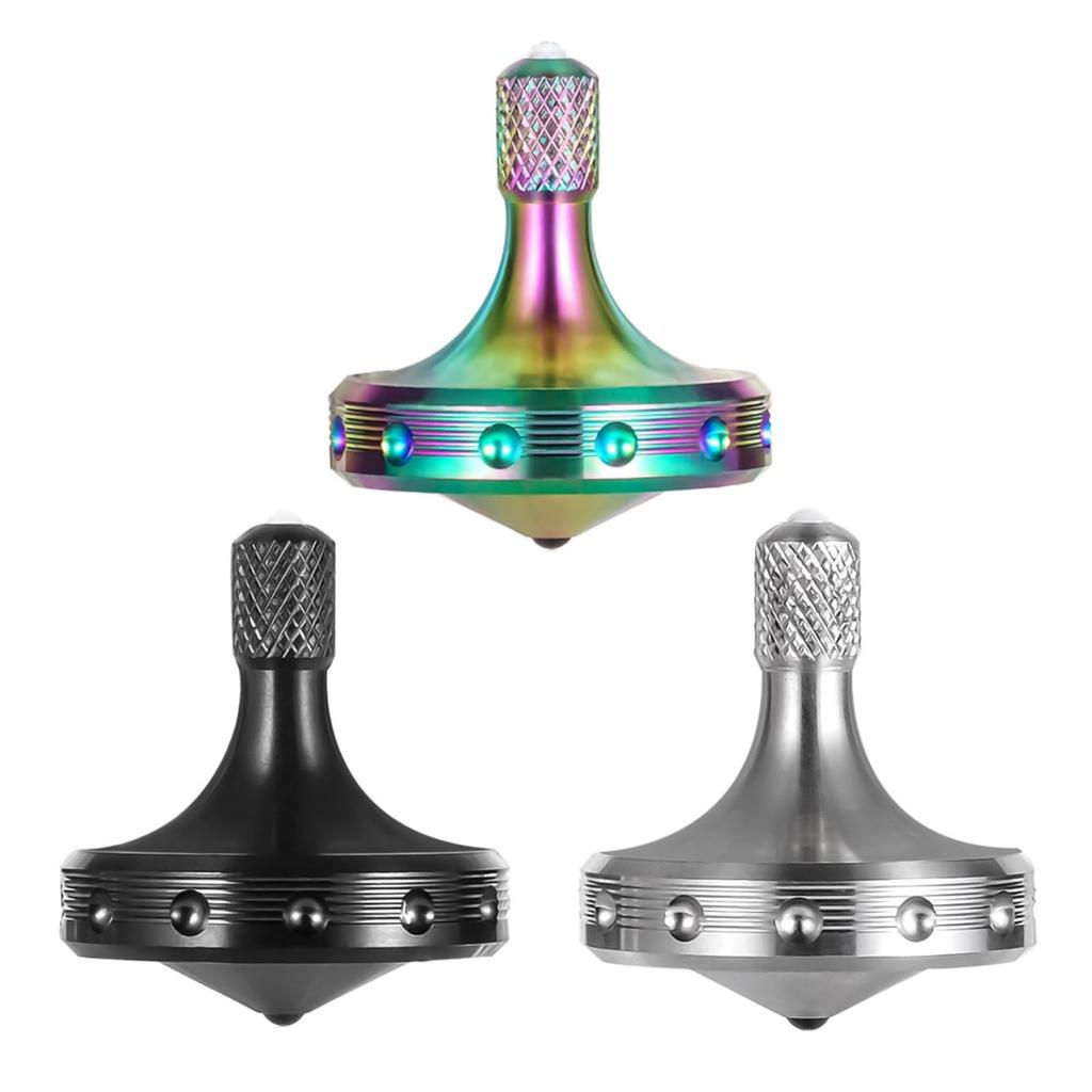 Loqatidis 3-Piece Precision Metal Top, Long-Lasting Smooth Spinning, Over 8 Minutes of Spin Time, Perfectly Balanced, Well-Made EDC Desktop Gyro Toy