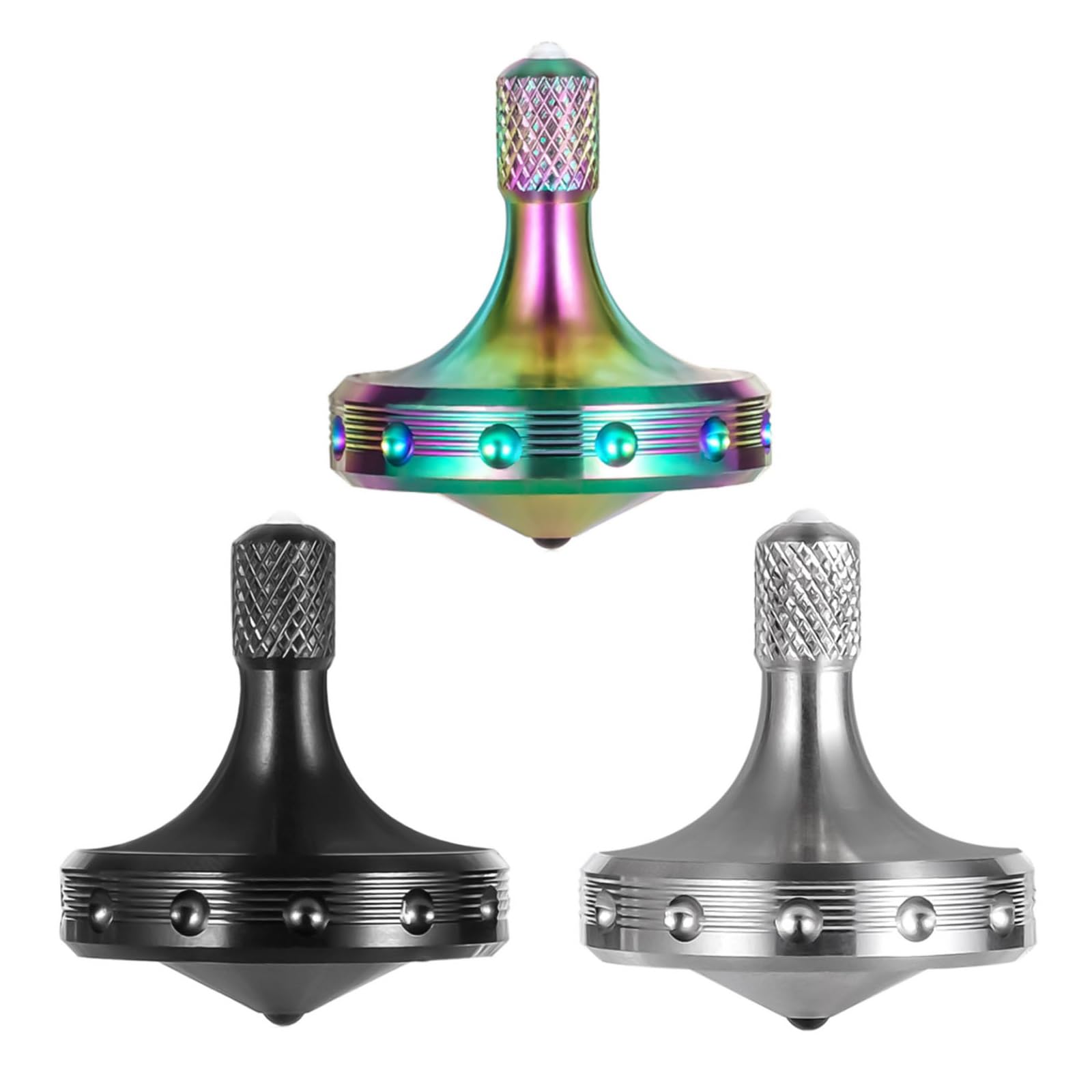 

Loqatidis 3-Piece Precision Metal Top, Long-Lasting Smooth Spinning, Over 8 Minutes of Spin Time, Perfectly Balanced, Well-Made EDC Desktop Gyro Toy