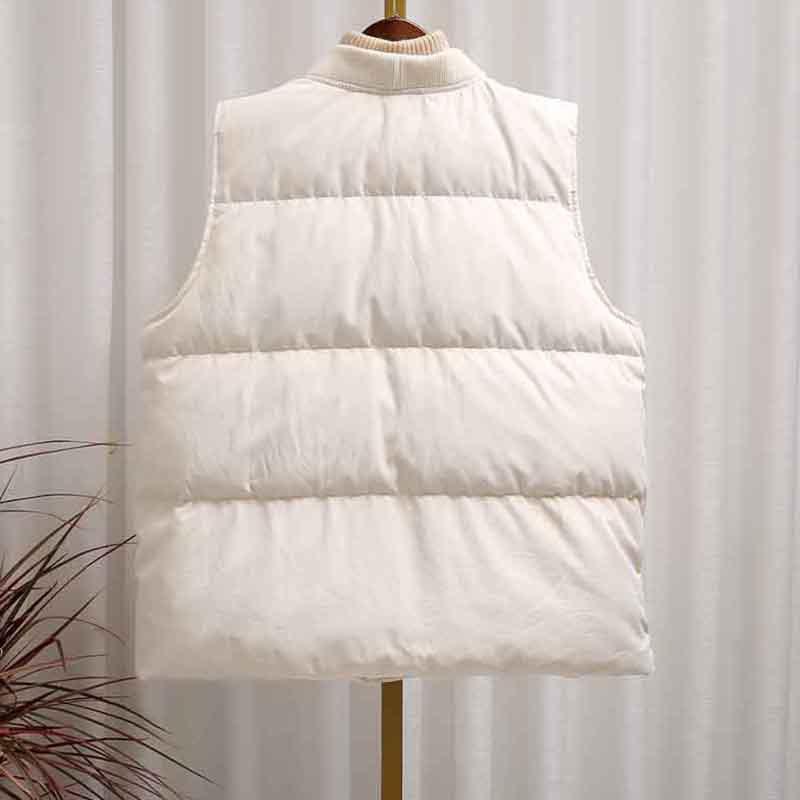 Knitted splicing large version down vest women's 2025 autumn and winter fashion vest warm white duck down vest tide
