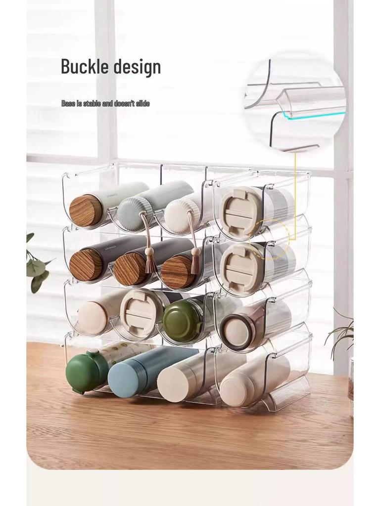 Multi-layer Transparent Desktop Cup Holder - Dustproof and Stackable for Cabinet Storage of Insulated Cups