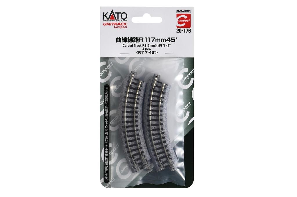 KATO N Gauge Unitrack Compact Curved Track Railway Model Supplies R117-45° (4 Pieces) 20-176