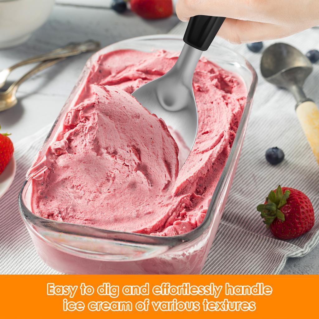 4 Pcs Ice Cream Scoop Stainless Steel Flat Ice Cream Paddle with Non Slip Handle Dishwasher Safe for Ice-Cream Kitchen Tools