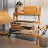 Wooden Desktop Storage Rack 2-Layer Desktop Storage Shelf Folding Desk Storage Organizer Stationary Shelf for Dormitory Bedroom