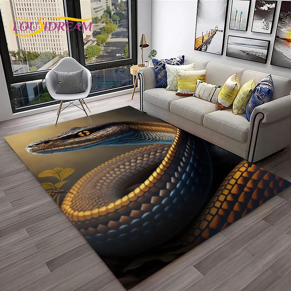 Gothic Serpent Viper 3D Python Snake Carpet Rug for Home Living Room Bedroom Sofa Doormat Decor,kids Area Rug Non-slip Floor Mat