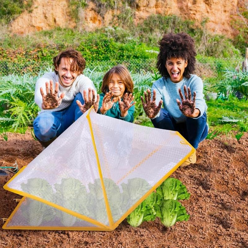 Foldable Plant Protective Covers Tents PVC Mesh Garden Bed Cages Animal Barrier Suitable for Vegetables Fruits Seedlings