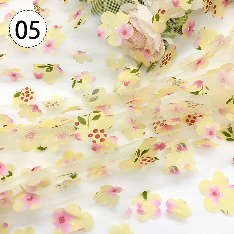 100X130cm 3D Floral Print Fresh Mesh Embroidery Fabric Dress Shawl Hair Accessorie Diy Sewing Supplies Crafts Fabric