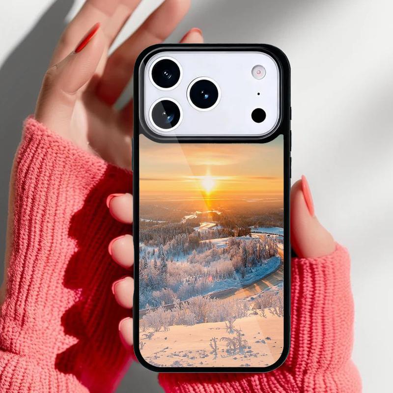 Landscape Winter Light Snow Phone Case for iPhone 17 16 15 14 13 Pro Max Back Cover for 12 11 Pro Coque