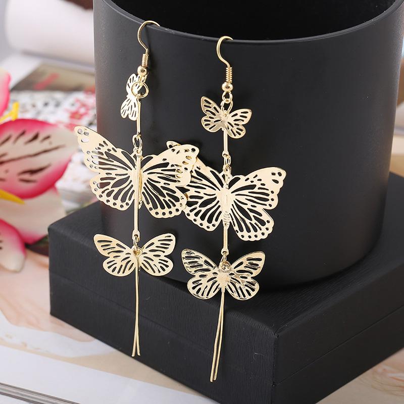 Design 3 Butterfly Shape Tassel Clip On Earrings Wihtout Piercing For Women Fashion Luxury Big Statement Earrings