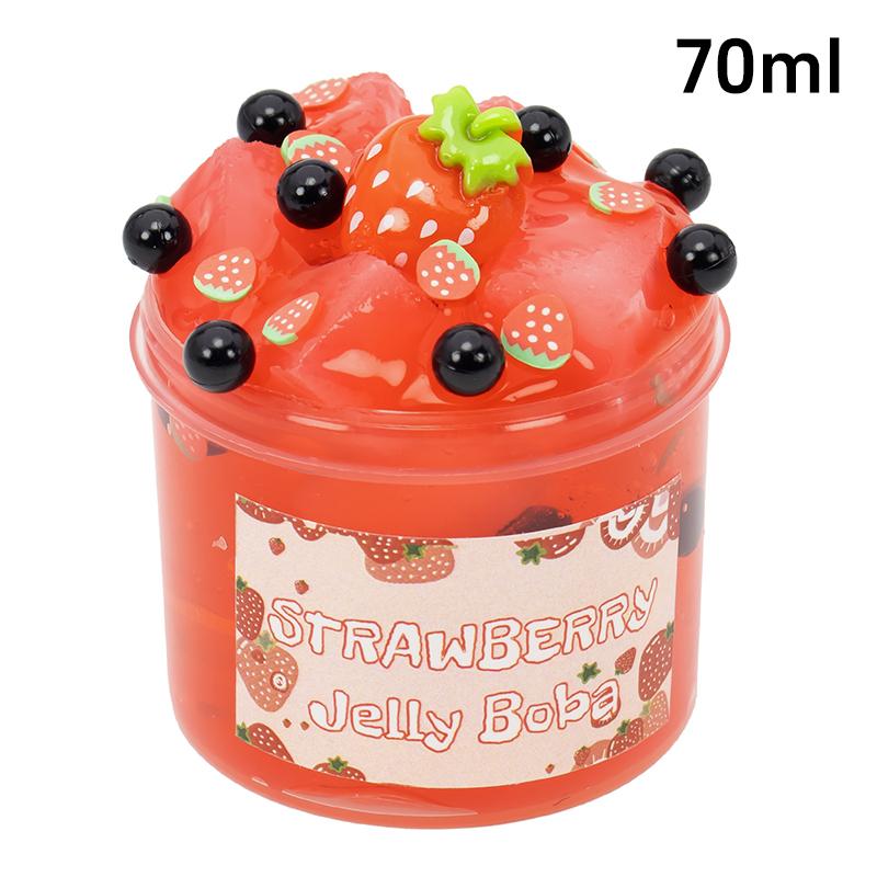 70/300Ml Large Capacity Crystal Slime Kit Fruit Jelly Boba Clear Crunchy Slime Kids' Colorful Non-Sticky Clay Stress Relief
