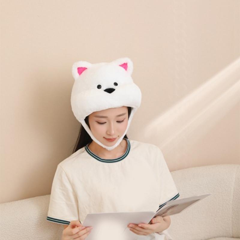 White Terrier Dog Hat Soft Fleece Winter Hat For Cold Weather Easy To Wear Photo Props
