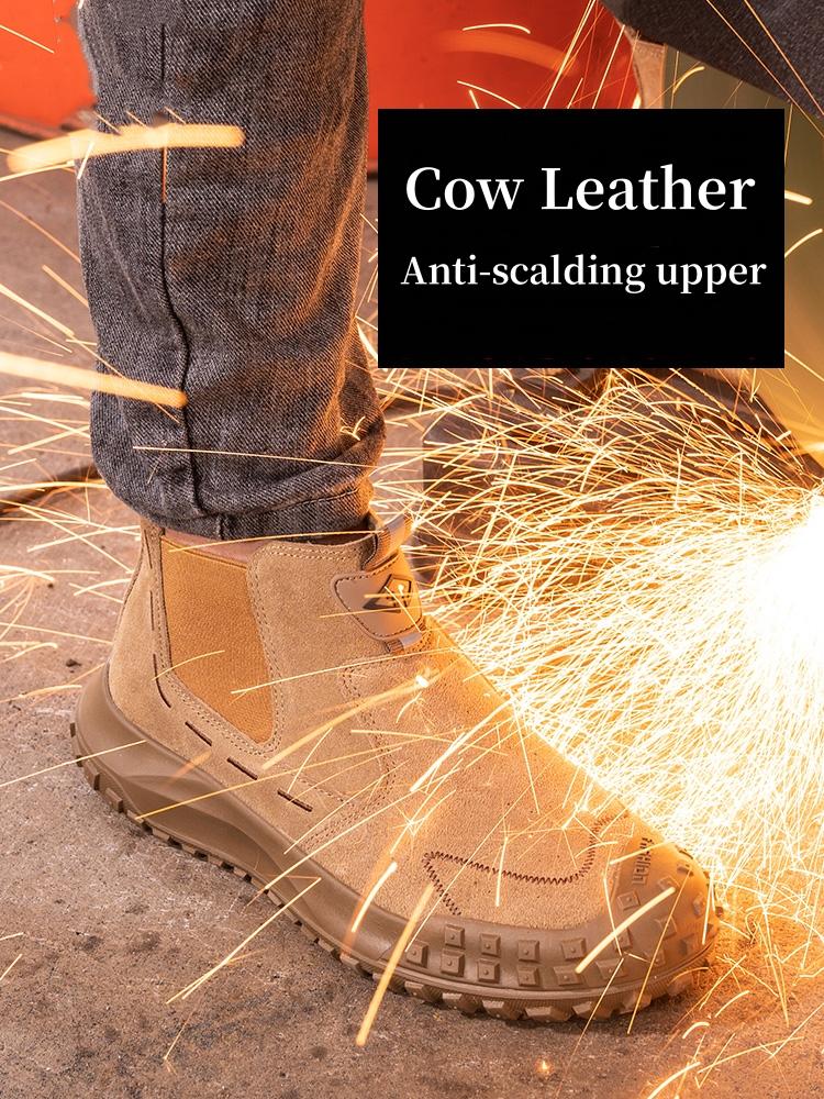 Sicherheitsschuhe für Herren, mit Stahlkappe, für Schweißer, stichsicher, funkensicher, Arbeitsstiefel für Herren, Bauschuhe mit Anti-Smash-Funktion