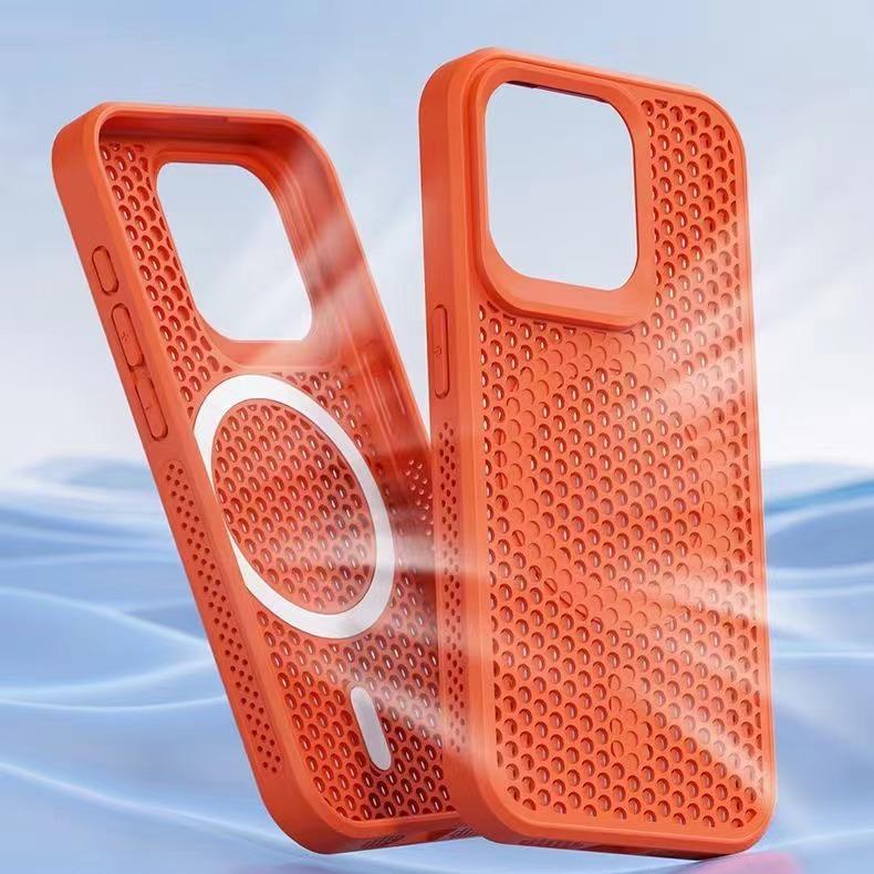 The Simple Honeycomb Mesh Is Suitable for The IPhone 15 Phone Case. 13 Breathable and Heat-dissipating 14 Magnetic Charging Hard Case