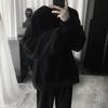 Sweatshirt d'hiver épais à col rond et manches longues pour homme, couleur unie, double face en peluche, coupe oversize