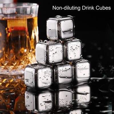 8 Stück Eiswürfel mit Edelstahlzange Aufbewahrungsbox Whiskey Rocks Wiederverwendbare Kühlsteine für Getränke Lebensmittelechte Metallwürfel für Whiskey
