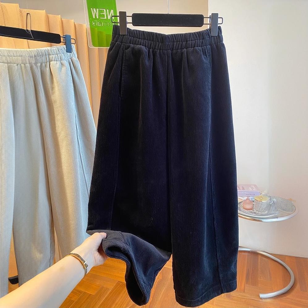Premium Velvet Wide-Leg Cropped Pants for Women - Autumn/Winter 2026 New, Loose, Versatile, and Trendy