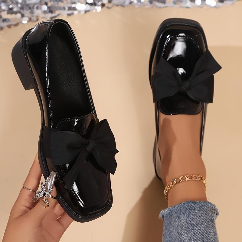 Elegant Loafers - Breathable Low-Heel Dress Shoes with Bow Detail, Slip-On Design, All-Season Comfort Work Footwear, Mary Janes Style Office Shoes