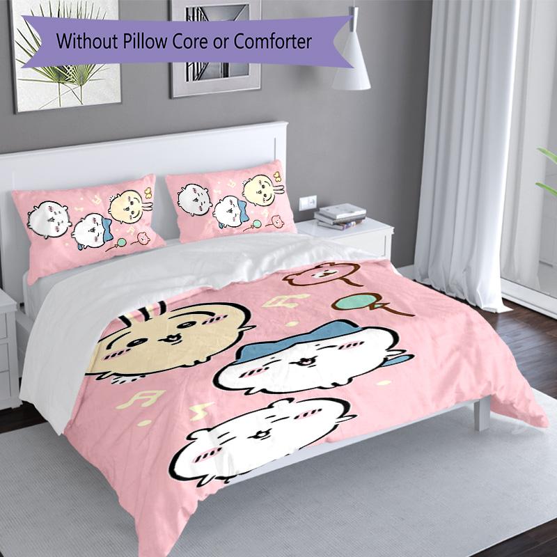 3pcs Chiikawa1 Pattern Bedding Set Duvet Cover Set Includes Duvet Cover &pillowcases, Perfect All Season Bedroom Decoration & Gift