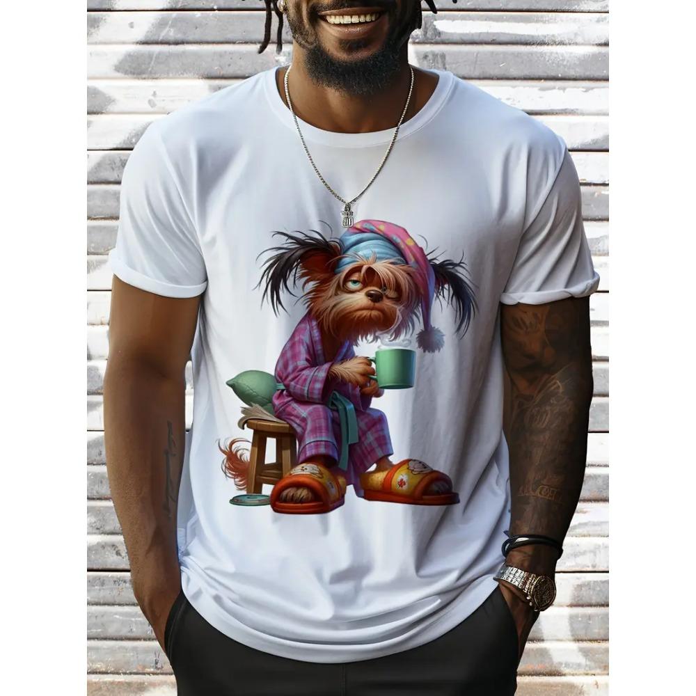 Sommer Herren Outdoor Freizeit Atmungsaktives T-Shirt Kurzarm Cartoon Tier 3D Gedrucktes Muster Groß Übergröße Locker Herren Kinder T-Shirt