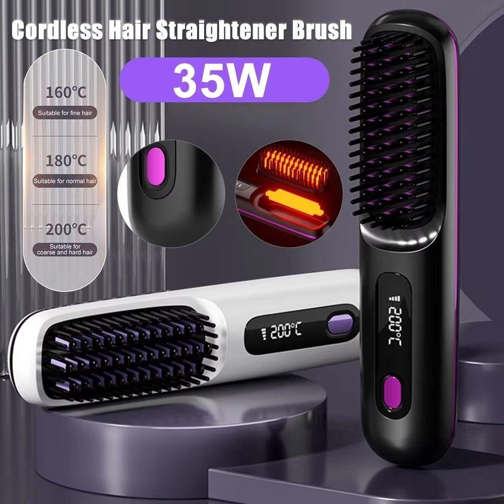 Cordless Hair Straightener Comb Anti-Scald Electric Heated Hair Comb  Hair Styling Tool
