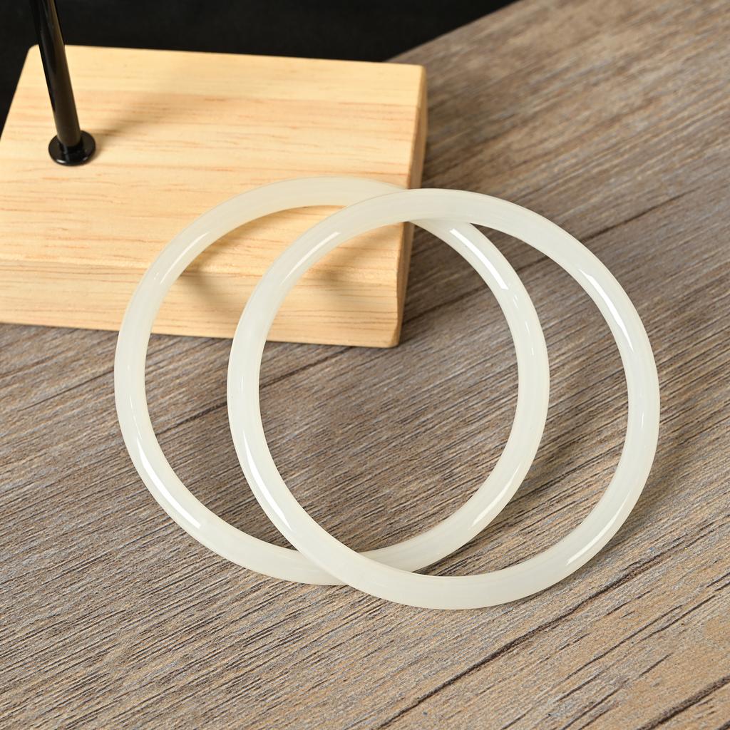 2Pcs/Set Design Sense Glass Natural Solid Color Bangles Retro Simple Charm Bracelet Femme Fashion Women's Casual China Jewelry