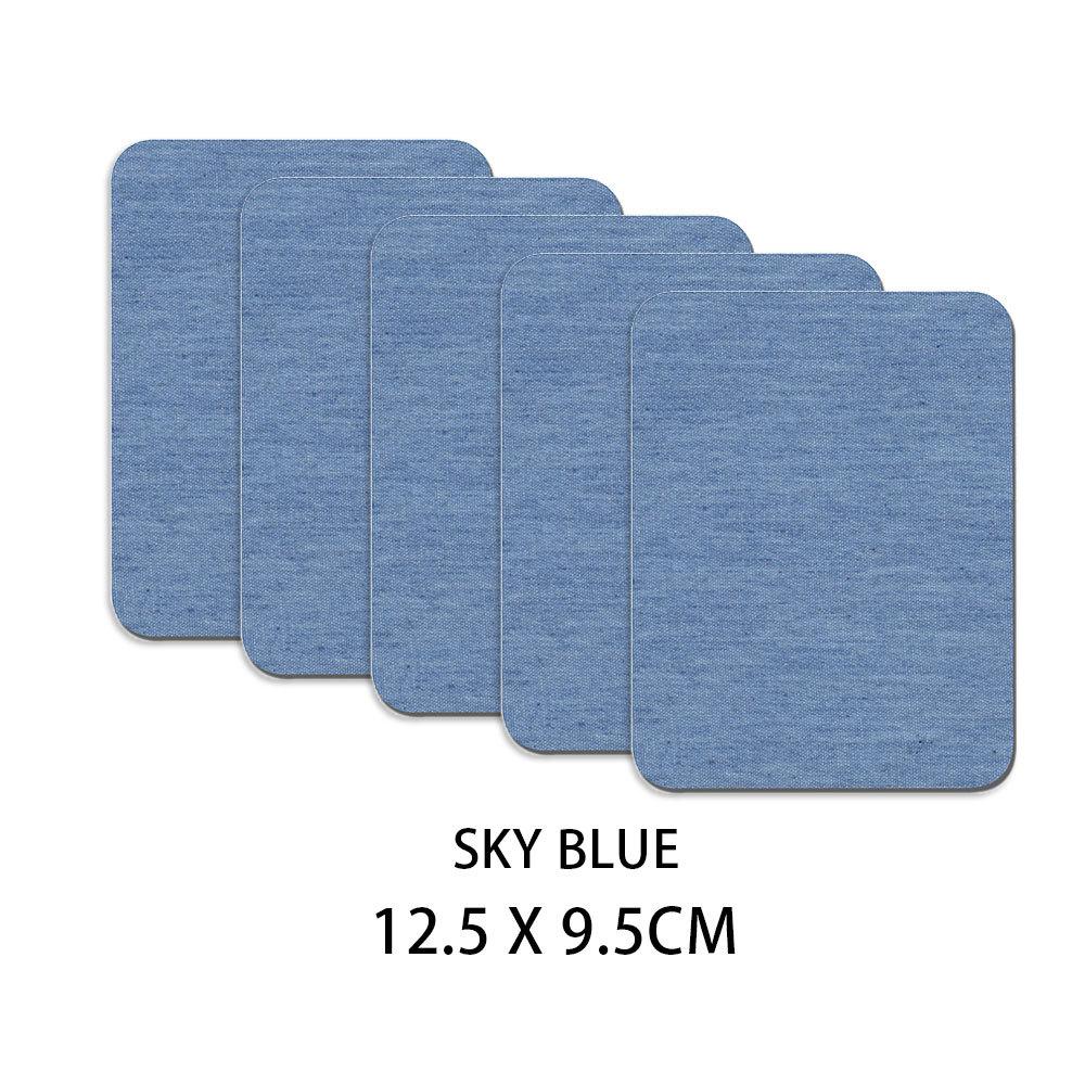 2025 Trendy 5pcs Self-Adhesive Denim Repair Patches Kit - No Sew Iron On Fabric for Jeans Jackets Bags DIY Colorful Decoration