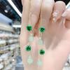 Korean New Fashion Rose Flower Earrings for Women Shiny Zircon Opal Water Drop Long Tassel Earring Girls Wedding Party Zircon