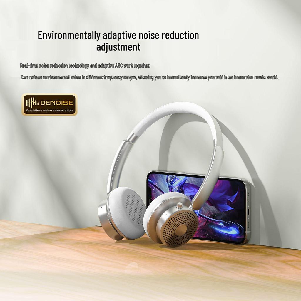2025 Retro Metal Noise-Cancelling Wireless Over-Ear Headphones with Long Battery Life