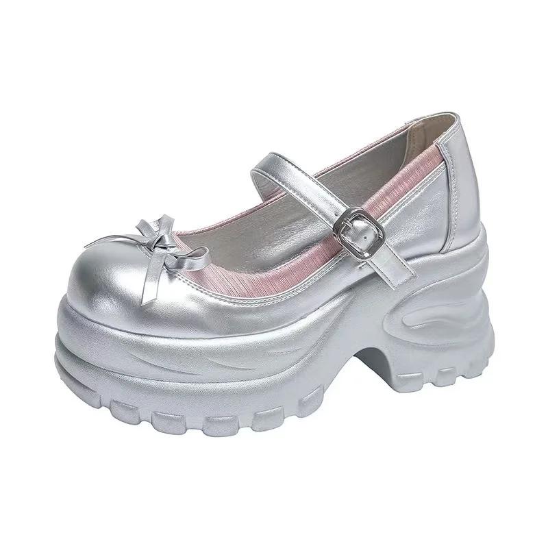 Fashion 8.5CM New Autumn Chunky Platform Butterfly-Knot Slip-on Sneakers Women Punk Thick Bottom Pumps Non Slip Walking Casual Shoes