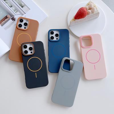 Matte TPU Weiche Stoßfeste Handyhülle Für iPhone 16 Pro Max 15 Pro 14 Plus 13 12 11 Bonbonfarbe Kabelloses Laden Magnetisch Schlank Anti-Fall Bumper Hülle